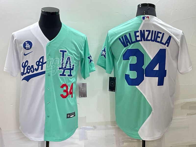 Men Los Angeles Dodgers #34 Valenzuela green white Nike 2022 MLB Jersey2